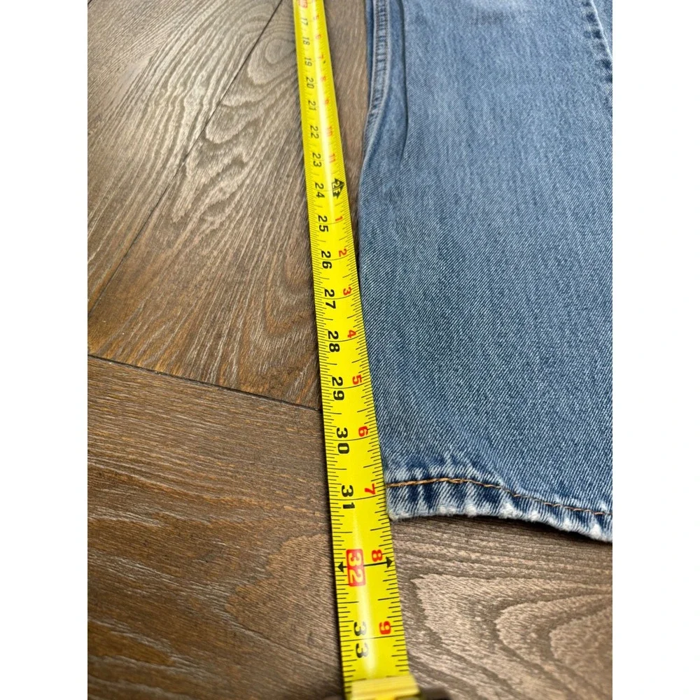 Classic Levi's 505 Distressed Men's 34x34 Light Blue Distressed Straight Leg